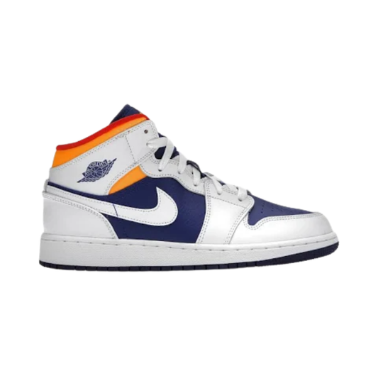 Nike Air Jordan 1 Mid White Laser Orange Deep Royal Blue