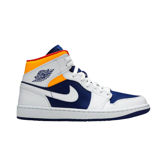Nike Air Jordan 1 Mid White Laser Orange Deep Royal Blue